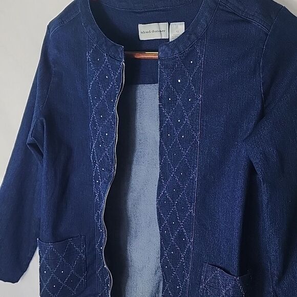 Lightweight Denim Jacket With Lattice Faceted Stud Detail Size 12 - Picture 2 of 8